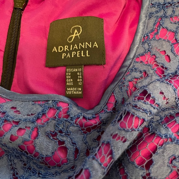 Beautiful Adrianna Papell Floral Lace Sheath Dress Pink blue Womens Sz 10 pocket - Picture 4 of 6